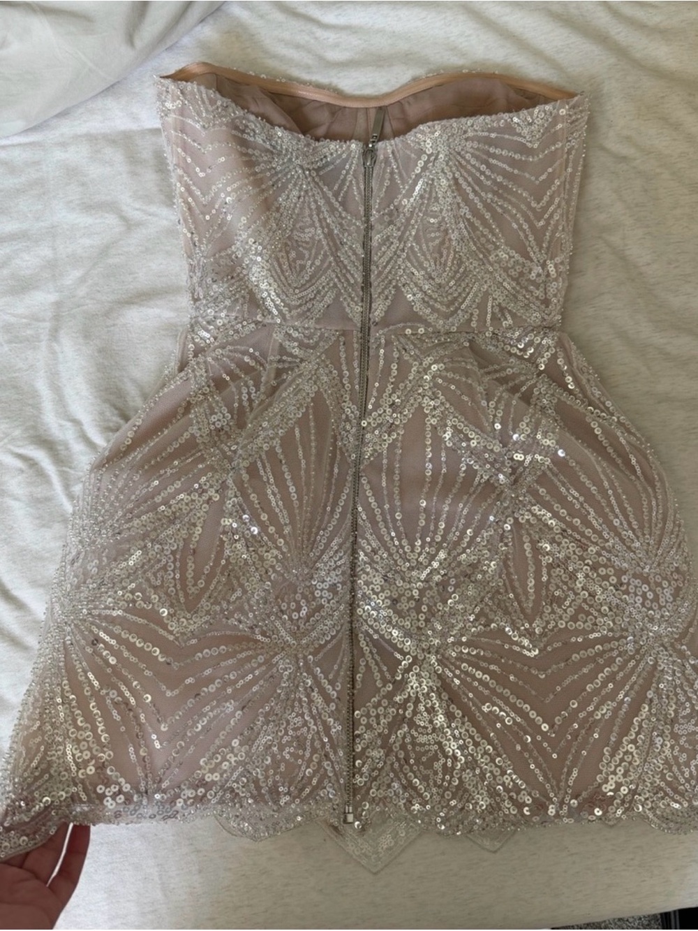 Bronx and Banco Silver Beaded Strapless Mini Dress - Picture 3 of 3